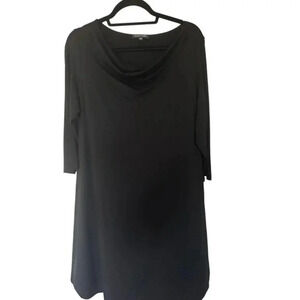 Eileen Fisher‎ Black Cowl Neck 3/4 Sleeve Jersey Dress Size M